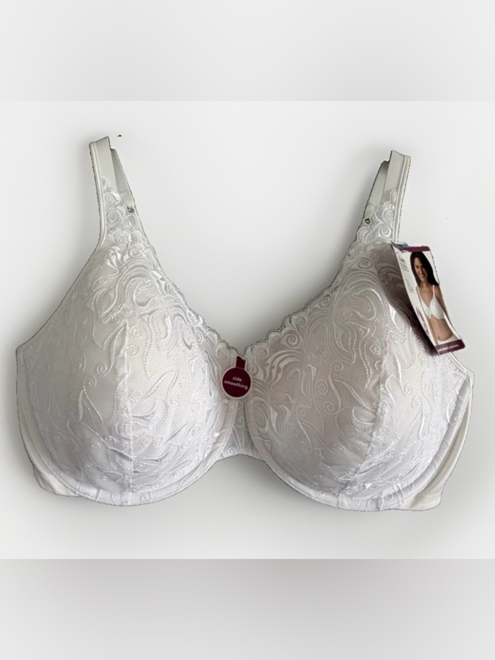 NWT Playtex Secrets 4513 Beautiful Lift White Bra 44DDD Underwire Lace Retired